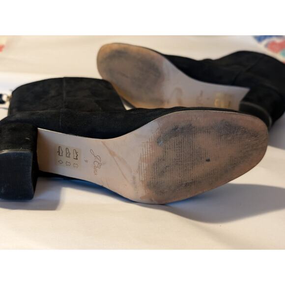 J. Crew Black Suede Round Toe High Ankle Back Zip Chunky Heel Boot Womens Sz 9 - Picture 9 of 12